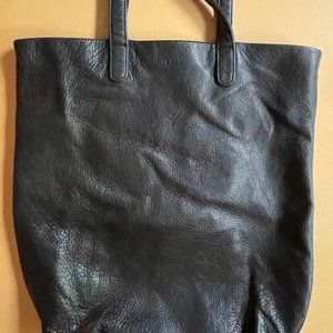 BAGGU Black Leather Tote